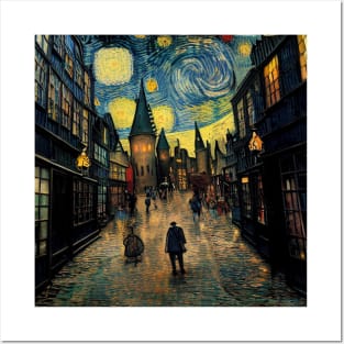 Starry Night in Diagon Alley Posters and Art